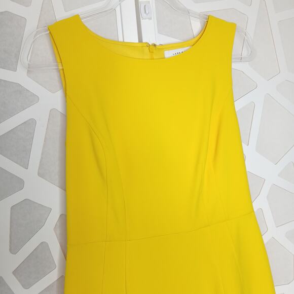 Lark & Ro Yellow Sleeveless Ruffle Hem Dress Womens 8 Work Office Career Casual - Picture 3 of 14